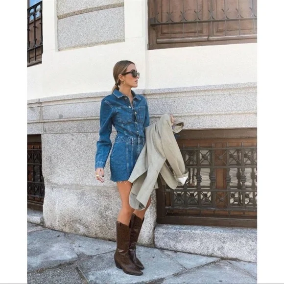 ZARA TRF DENIM DRESS - Picture 11 of 16